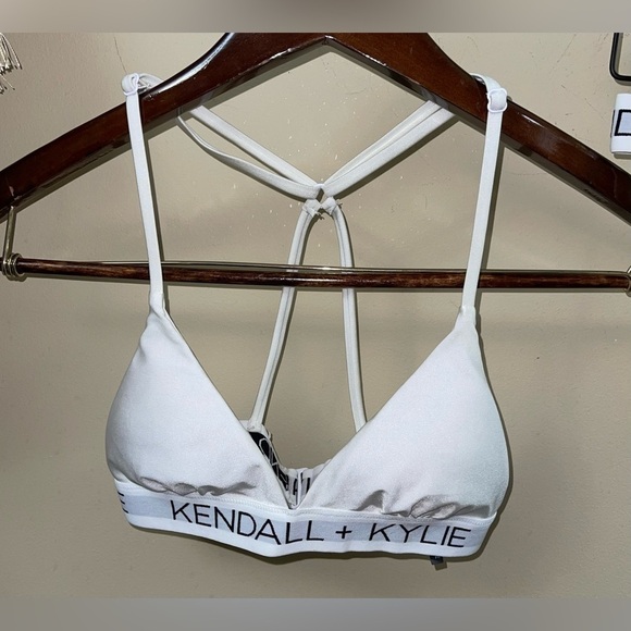 Kendall & Kylie White Logo Band Triangle Bikini Set Size Medium - Picture 5 of 12